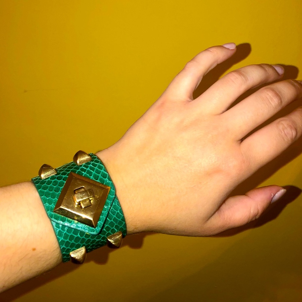 Vince Camuto Leather Cuff w/ Gold Studs + Buckle